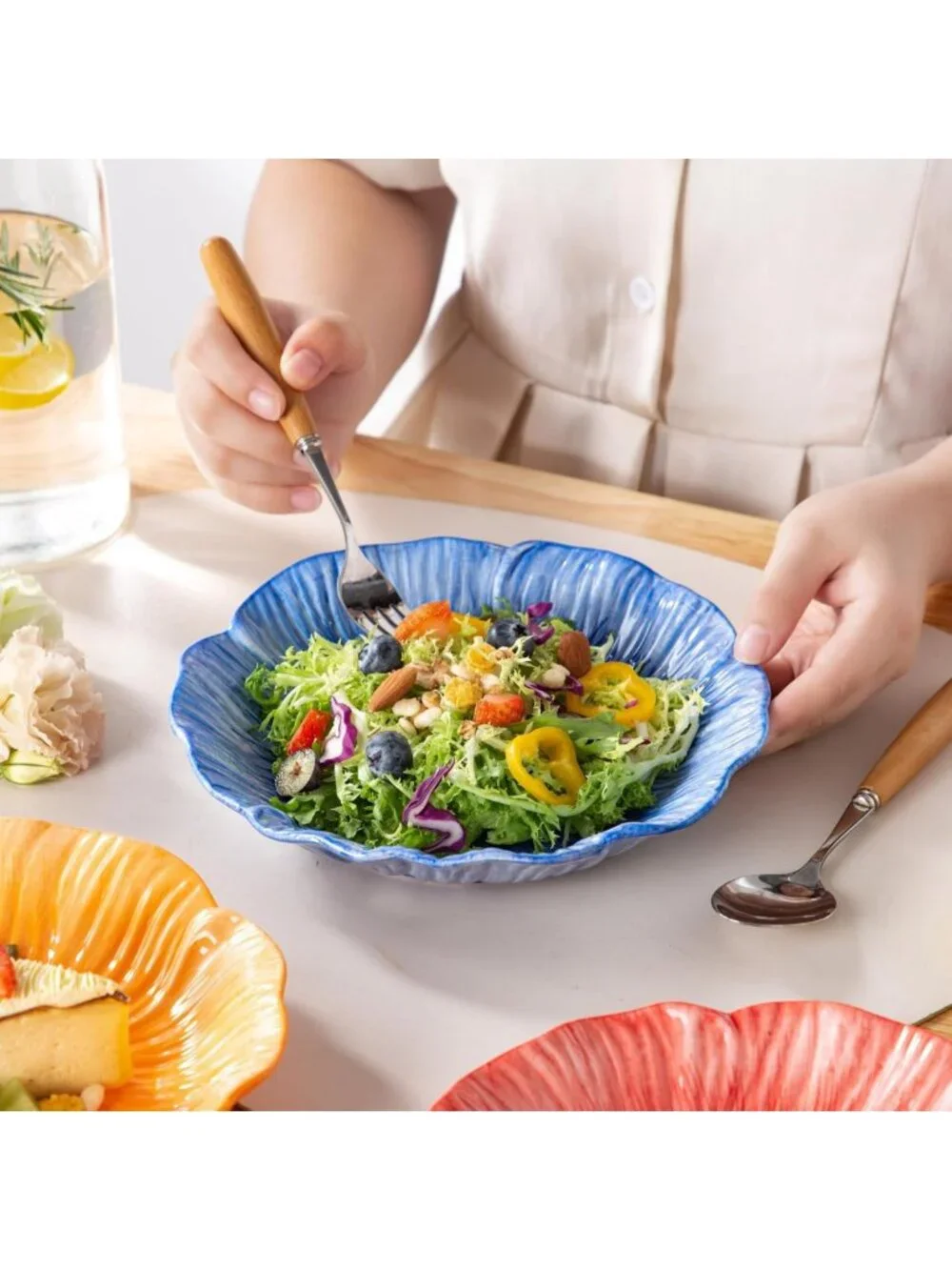 Set of 3 Decorative 8-Inch Ceramic Salad Plates - Stylish Home Dining Essentials